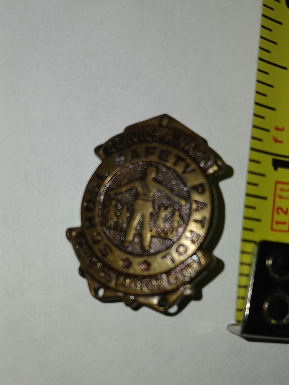 Vintage Bronze-Tone Safety Patrol Badge - Chicago Motor Club Safety Award. Brass